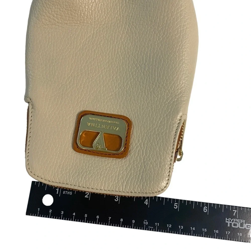 Valentina Pebbled Leather Crossbody Bag Purse Off-White Cream